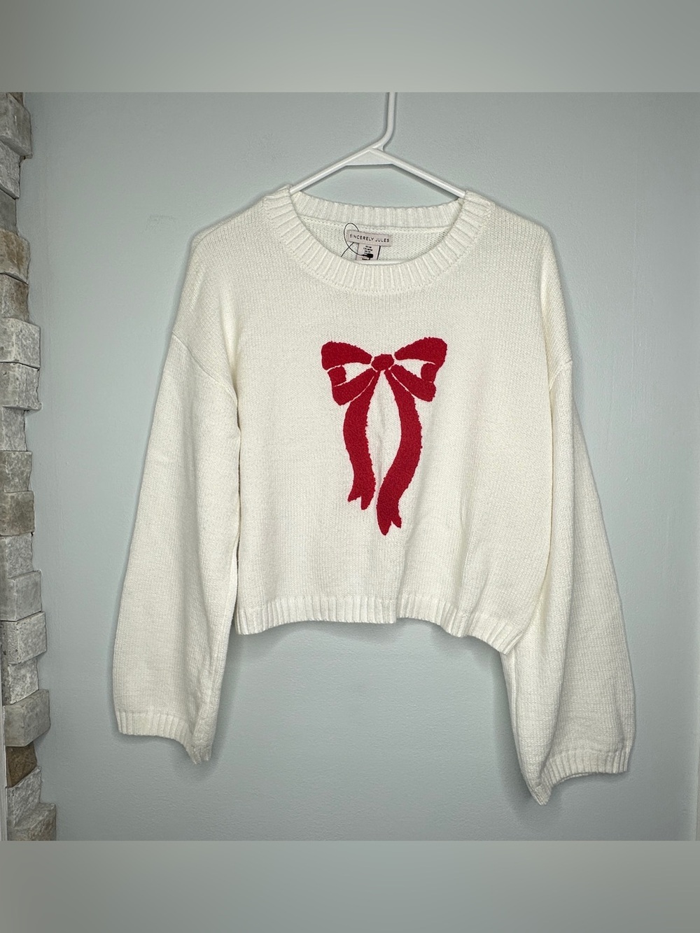 Sincerely Jules Cream Knit Bow Sweater Size M